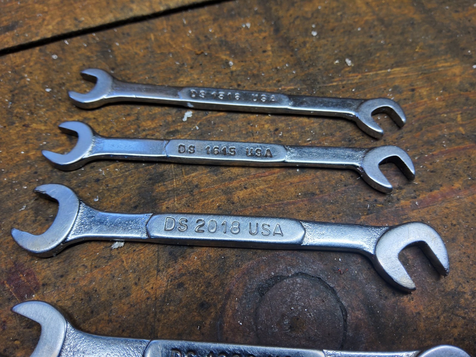 Snap On 4-piece DS-series 4-way Angle Open-End Midget Ignition Wrench Set USA
