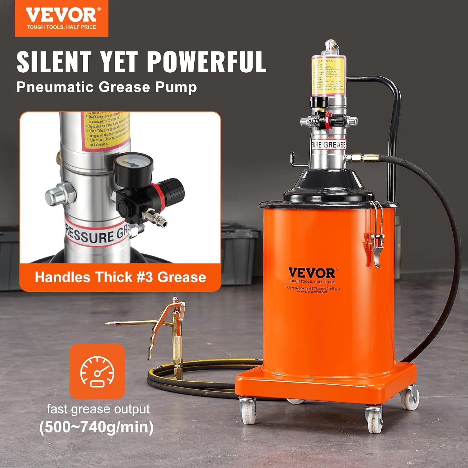 VEVOR Grease Pump, 5 Gallon Air Pump with 13 ft High Pressure Hose…