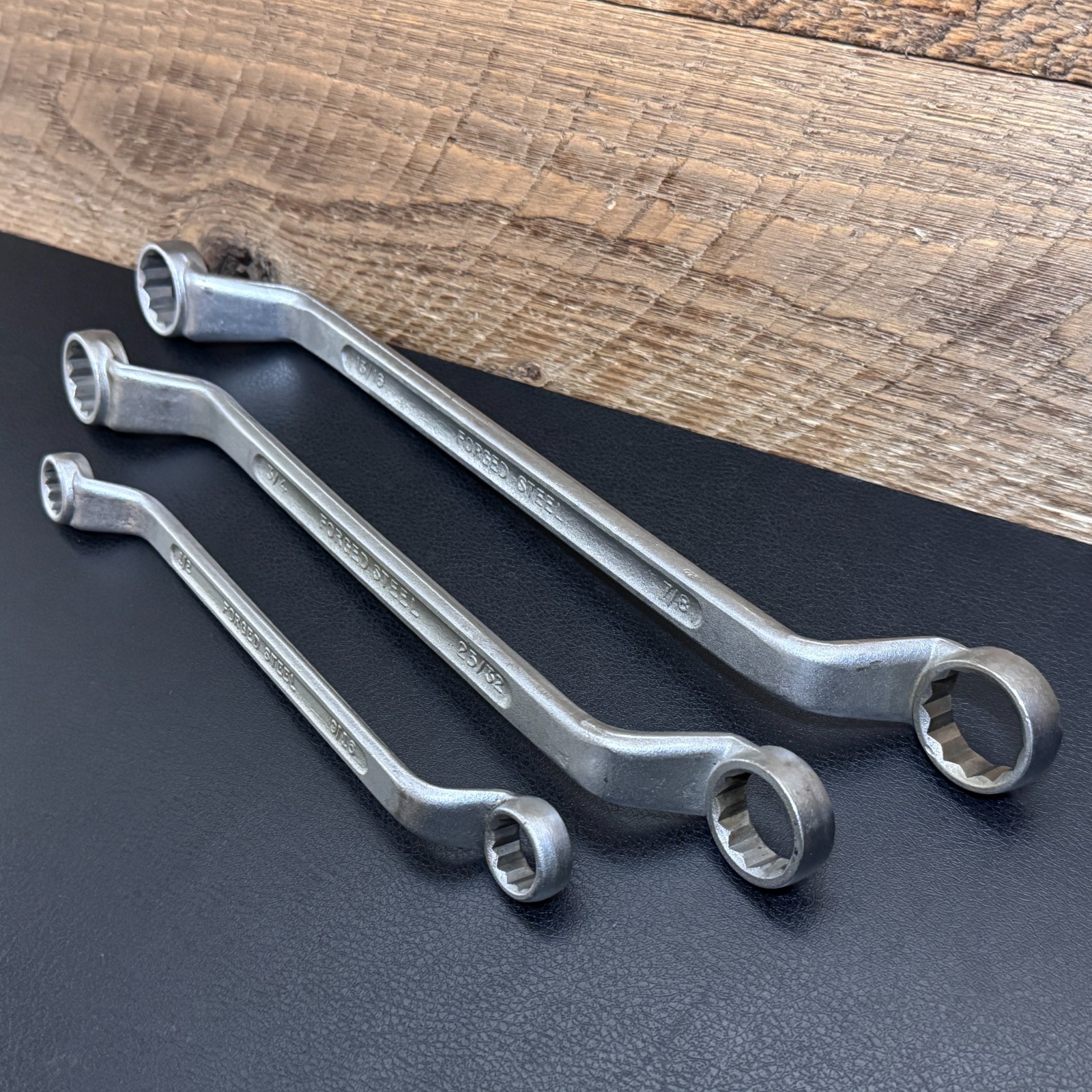 Vintage TRU-FIT 12PT Offset Box End Wrench Set 3-pc Forged Steel 1/2″ – 7/8″ USA