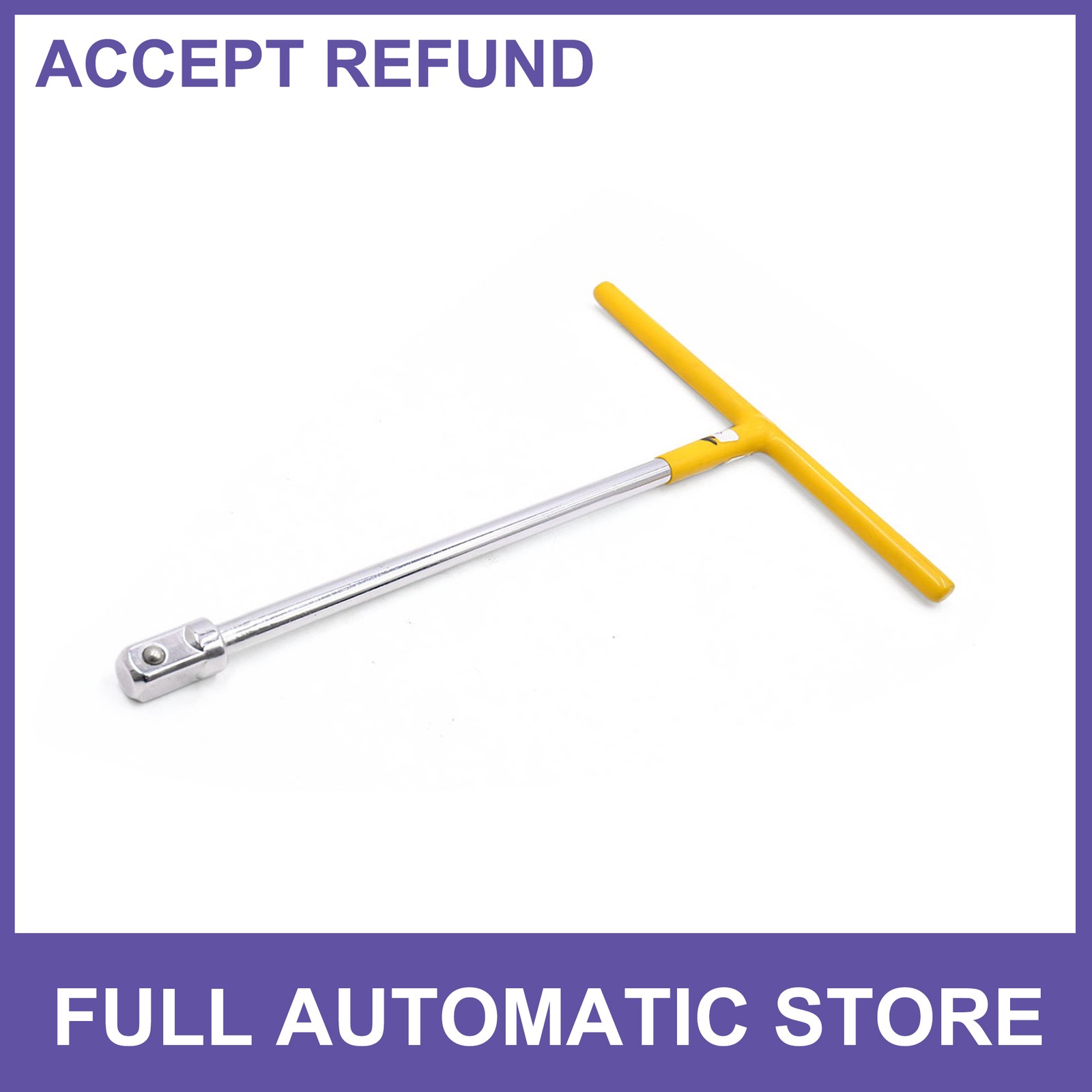 Yellow Silver Tone 1/2″ Square Drive T Handle Wrench Repairing Tool for Car 1 Pc
