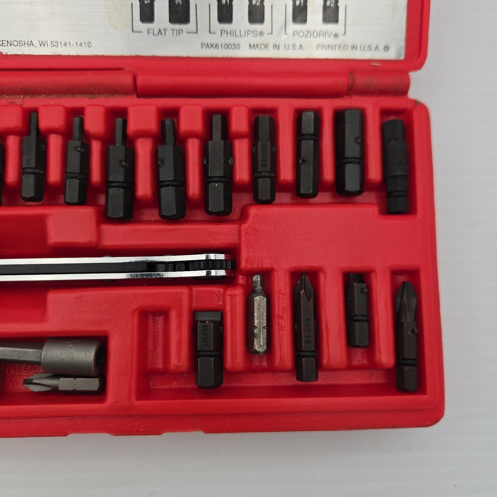 Snap-On 20 pc Ratchet & Bit Set – Model CRA 180PB *READ DESCRIPTION*