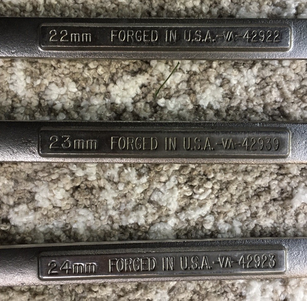 3 PIECE LOT LARGE METRIC CRAFTSMAN WRENCH SET 22MM 23MM 24MM MADE IN USA USED