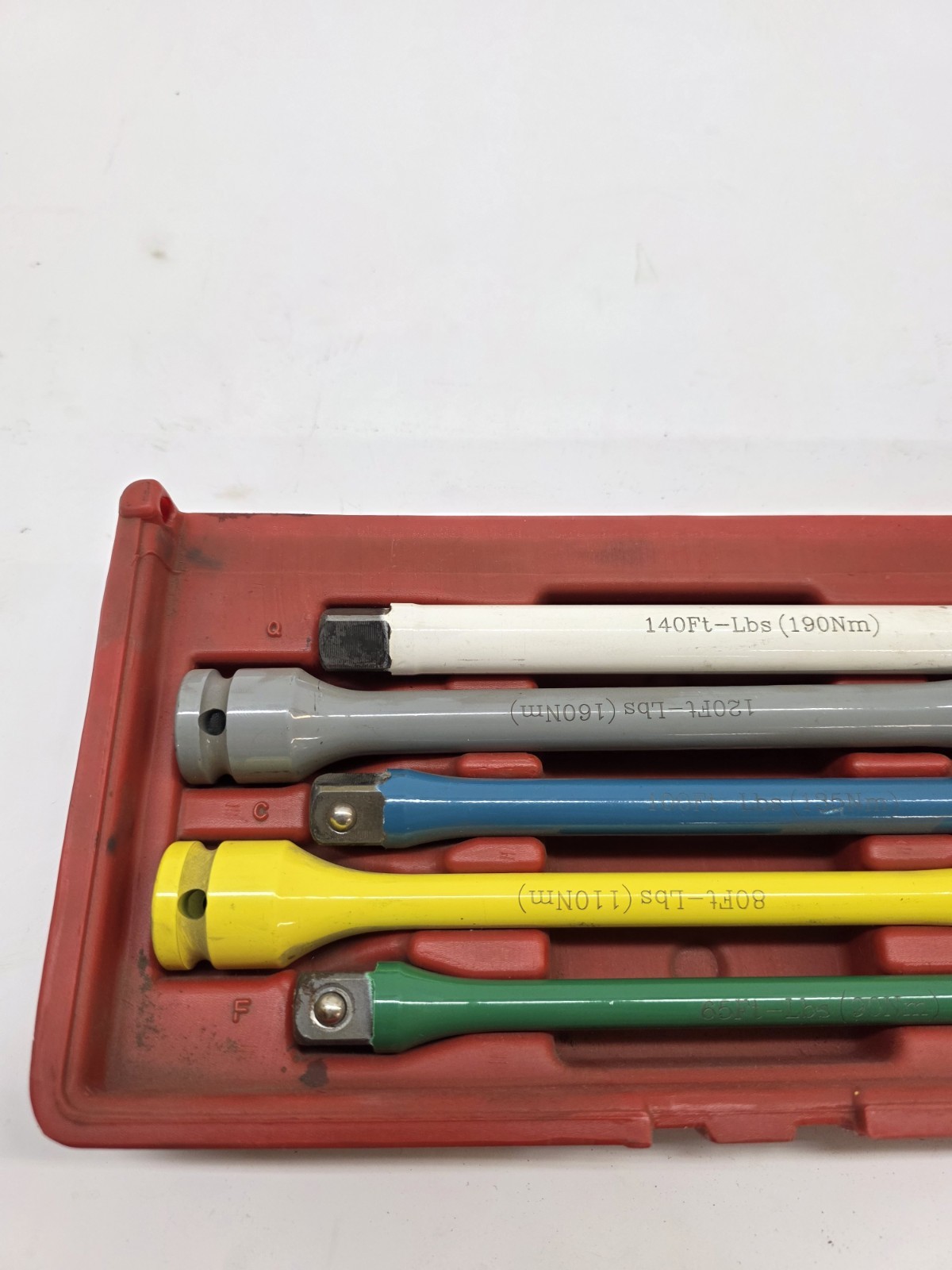 1/2″ Impact Torque Sticks Torque Limiting Extension Bar Set Color Coded 5-Piece