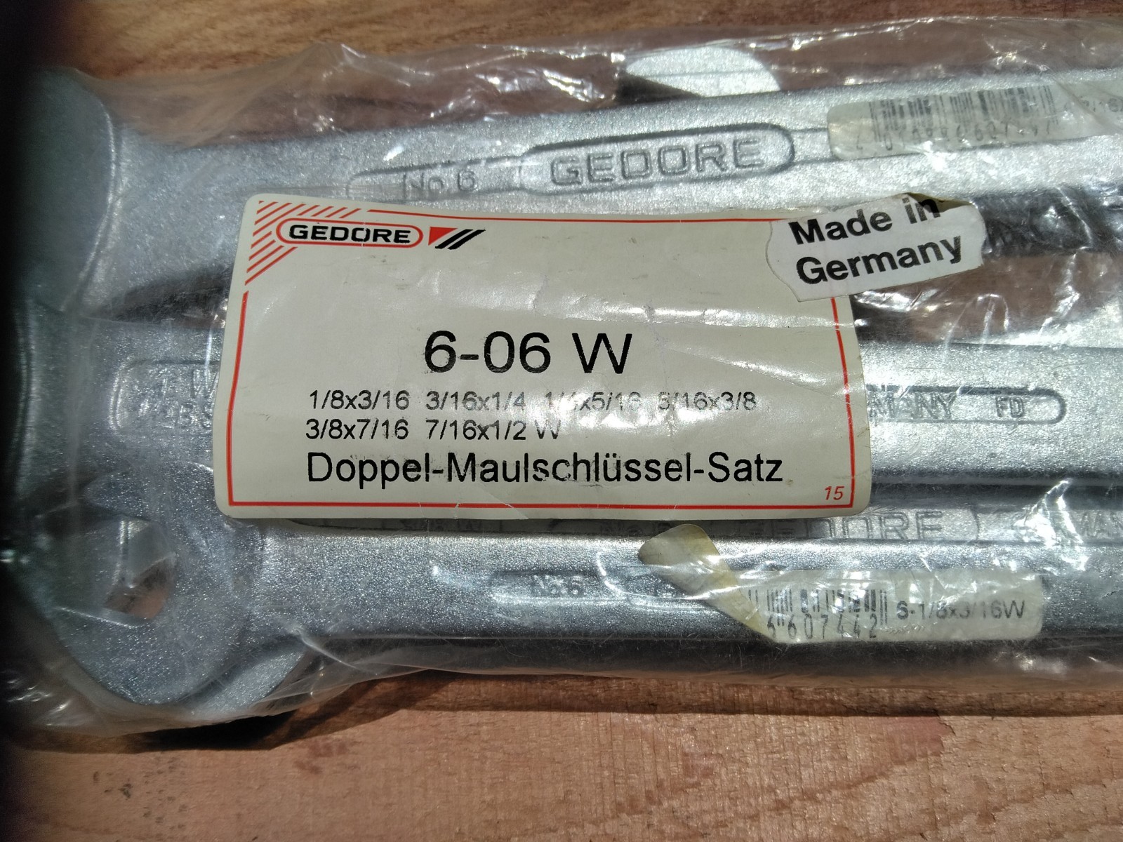 VTG NOS GEDORE 6-06 W VANADIUM DBL OPEN END WRENCH SET 6 PC AUTO WHITWORTH GERMA