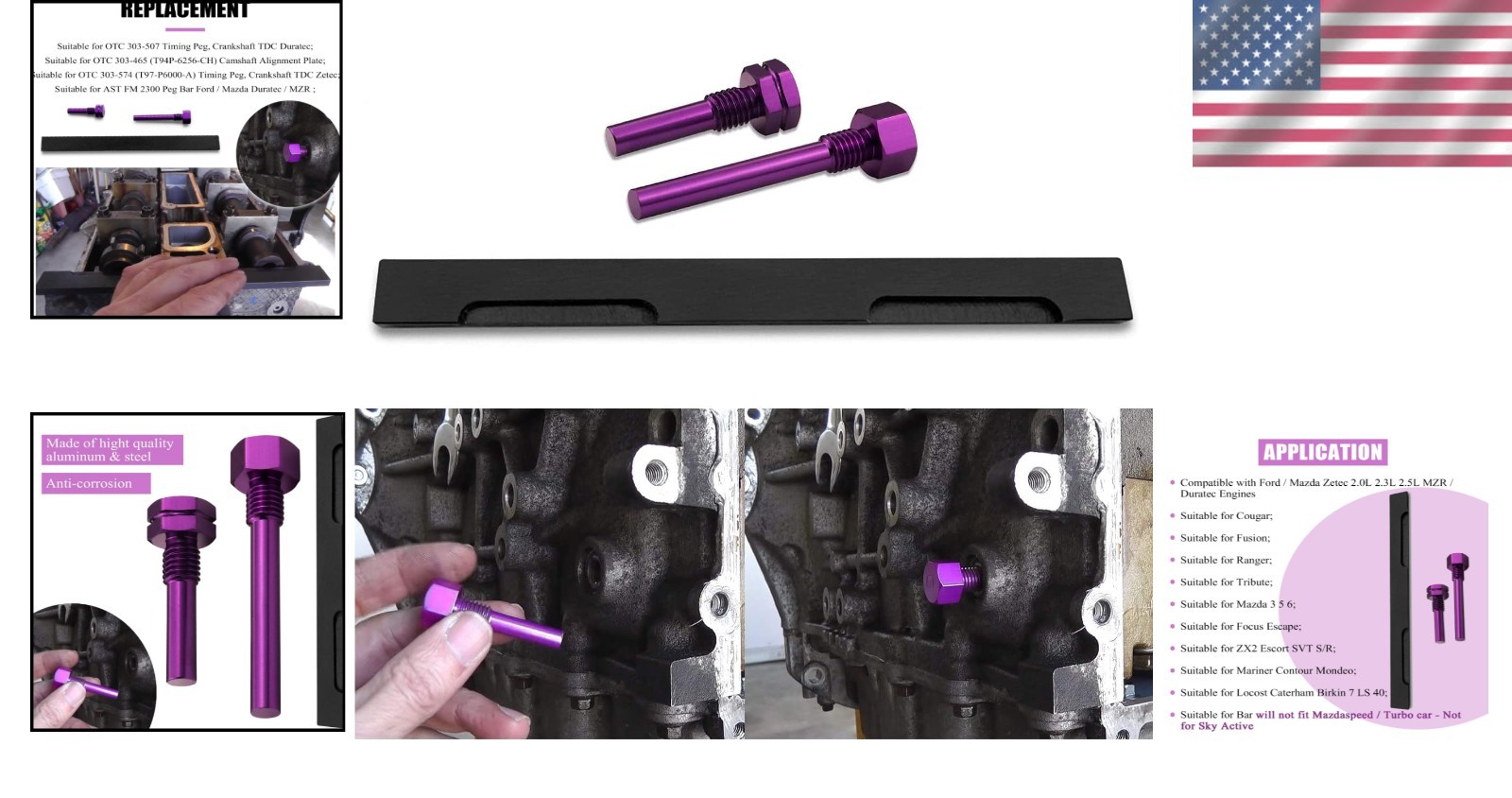 Timing Tool Set for Ford Mazda Engines Lightweight Aluminum and Steel Design