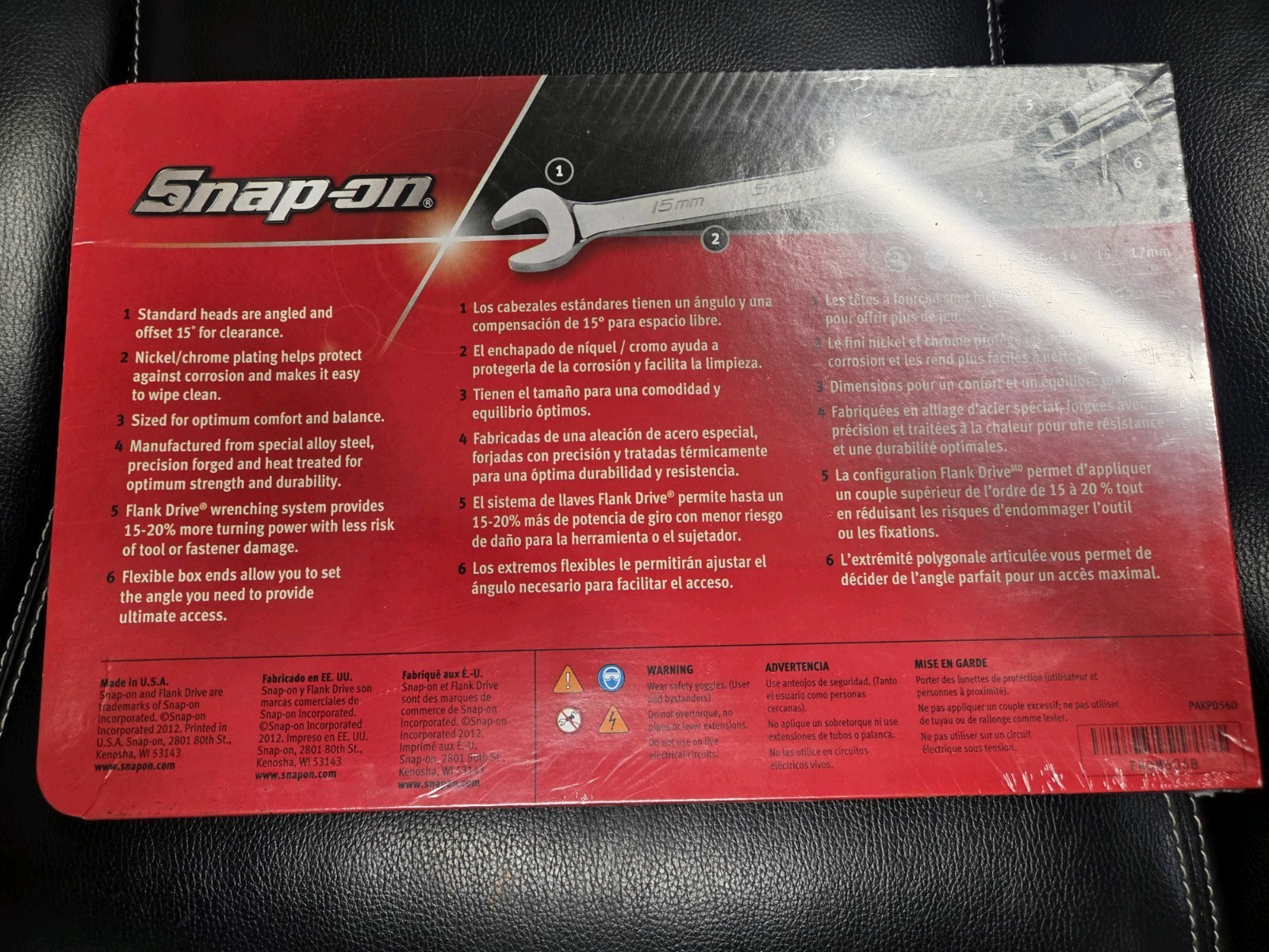 Snap-On NEW and Sealed FHOM606B 6pc Flex-Head/Open-End Combination Wrench Set