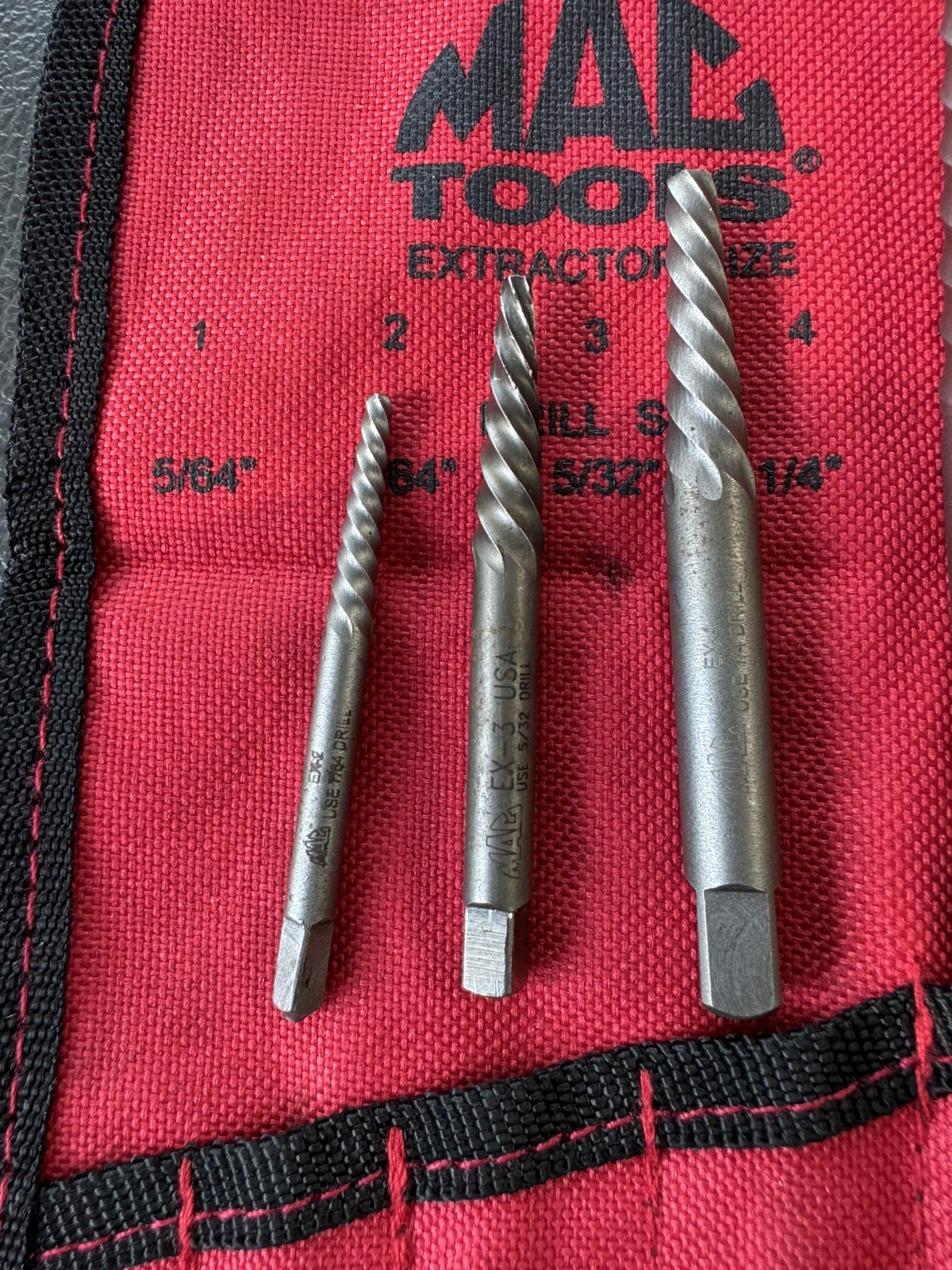 Mac Tools 5 PC Spiral Flute Extractor Set SPEX5S **MISSING 5/64’’ Extractor**
