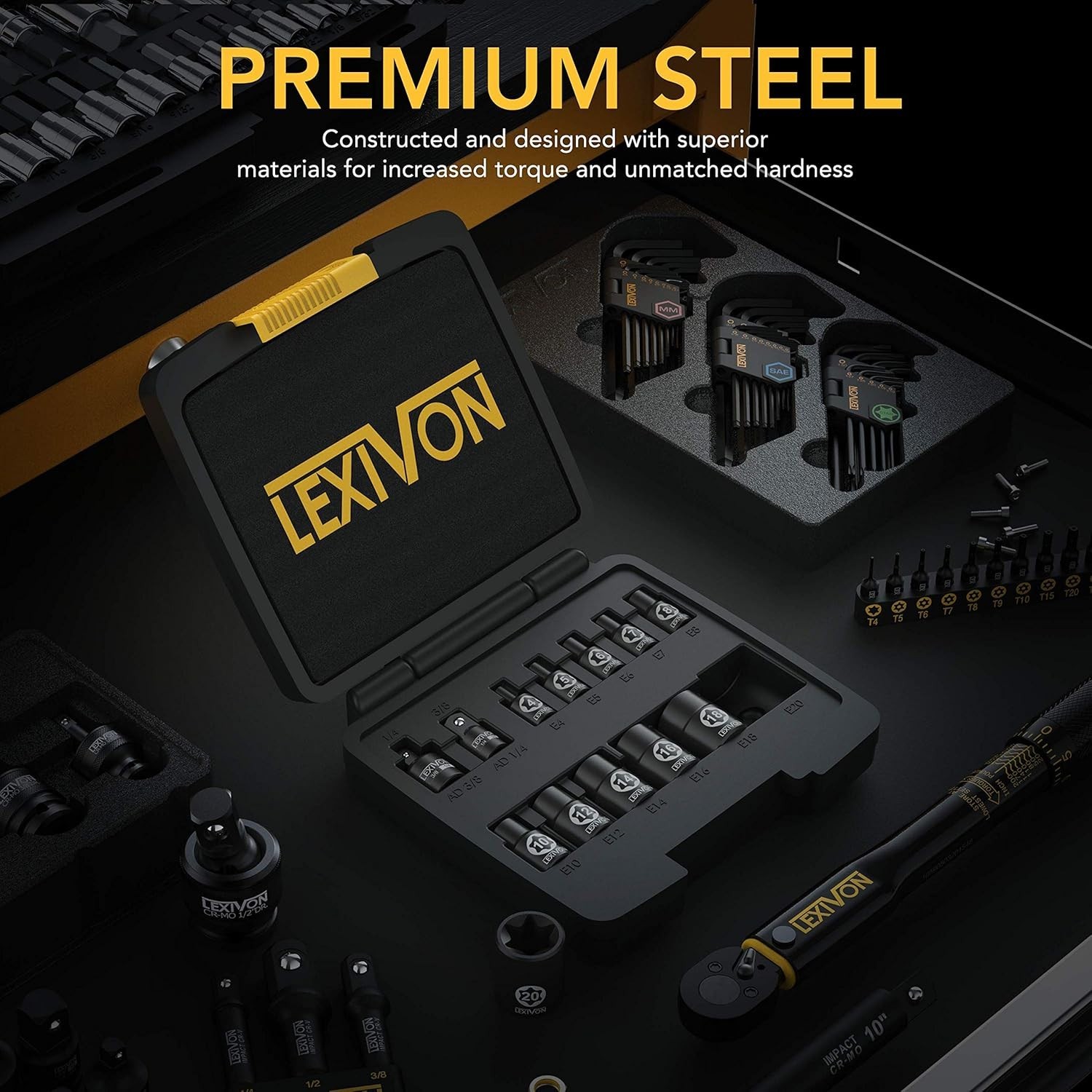 Comprehensive 13-Piece E-Torx Socket Set, Heat-Treated Steel – Organized Storage