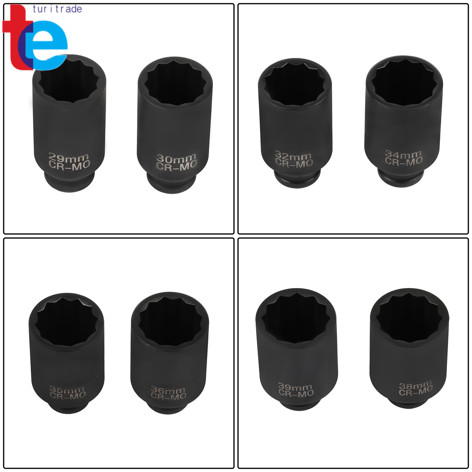 8Pc Axle Nut Socket Set 12 Point 1/2″ Drive 29-39mm for Toyota BMW Mercedes-Benz