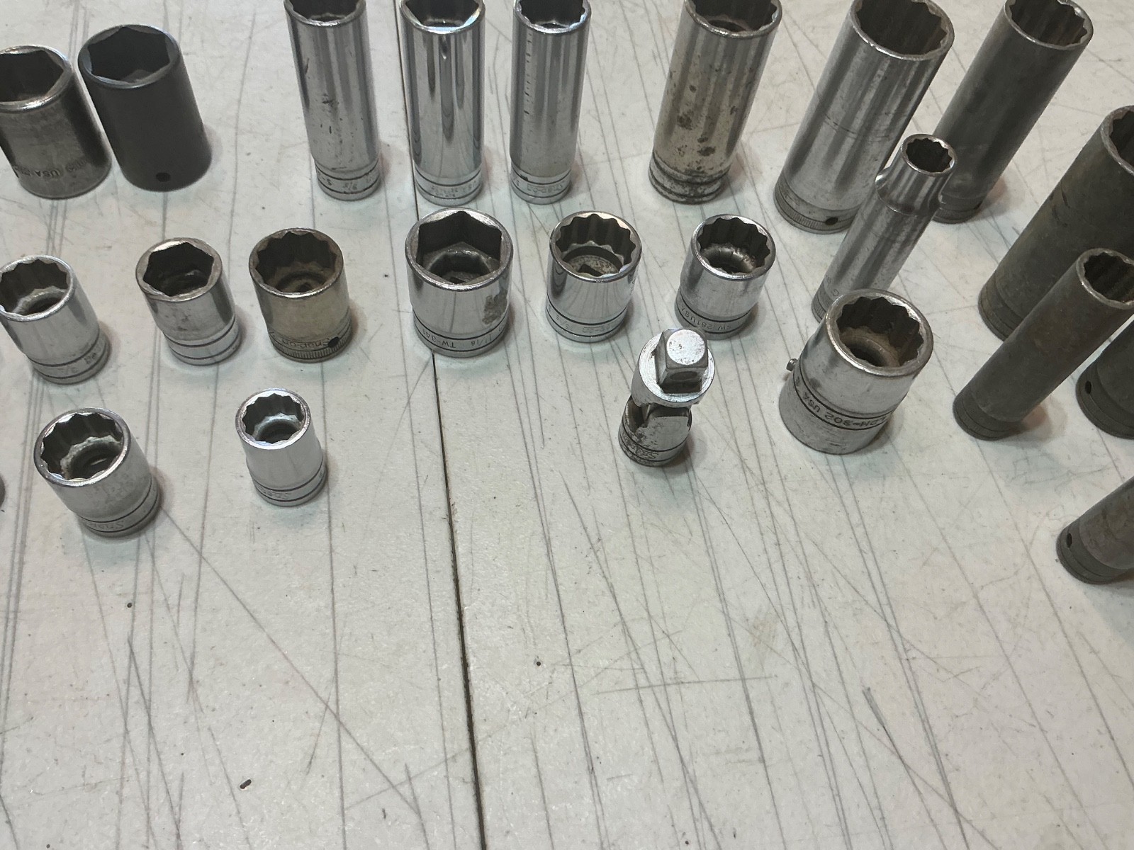 35 asst Snap-on 1/2″ drive sockets shallow & deep USA