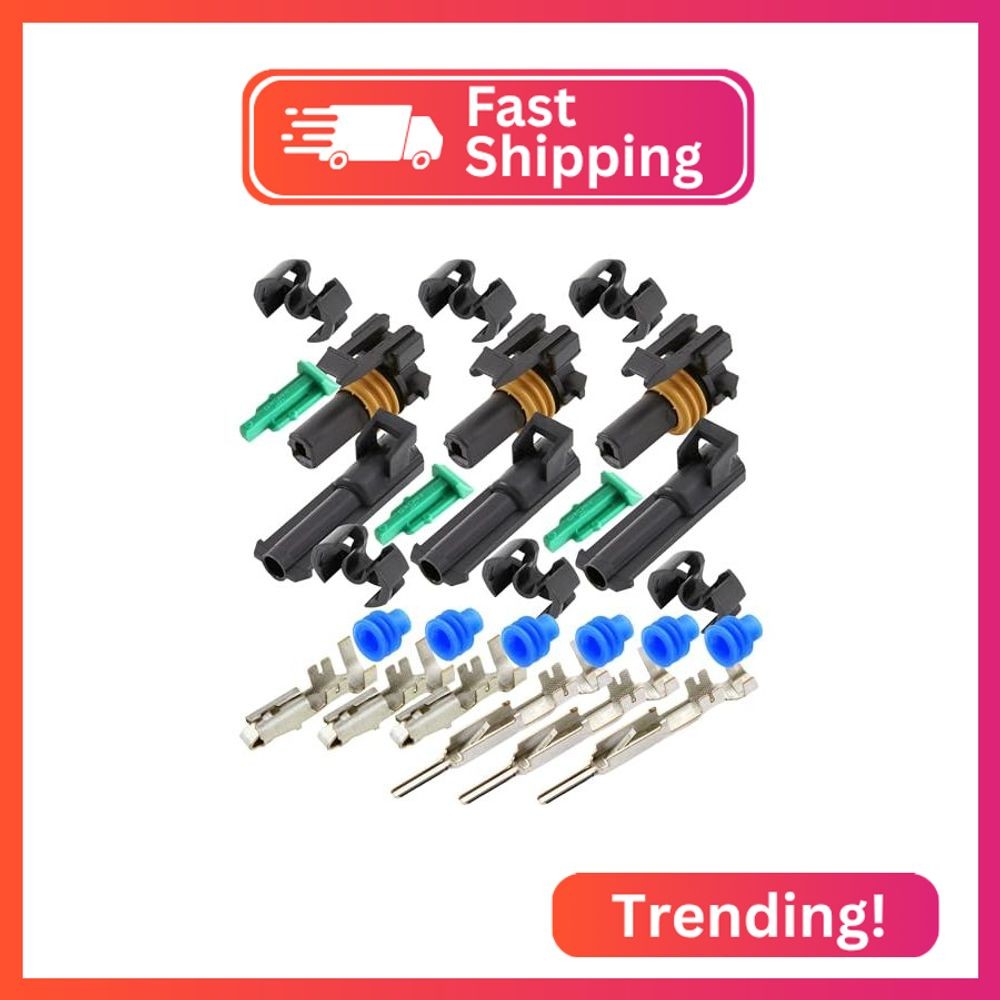 3-Pack (1-PIN) 30Amp Metri-Pack Waterproof Connector Terminals and Seals 12-10aw