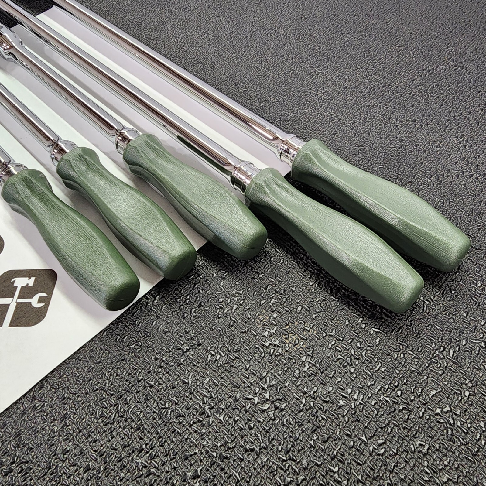 Snap-on Tools NEW 7pc COMBAT GREEN Hard Handle 3/8″ Drive Fixed Flex Ratchet Set