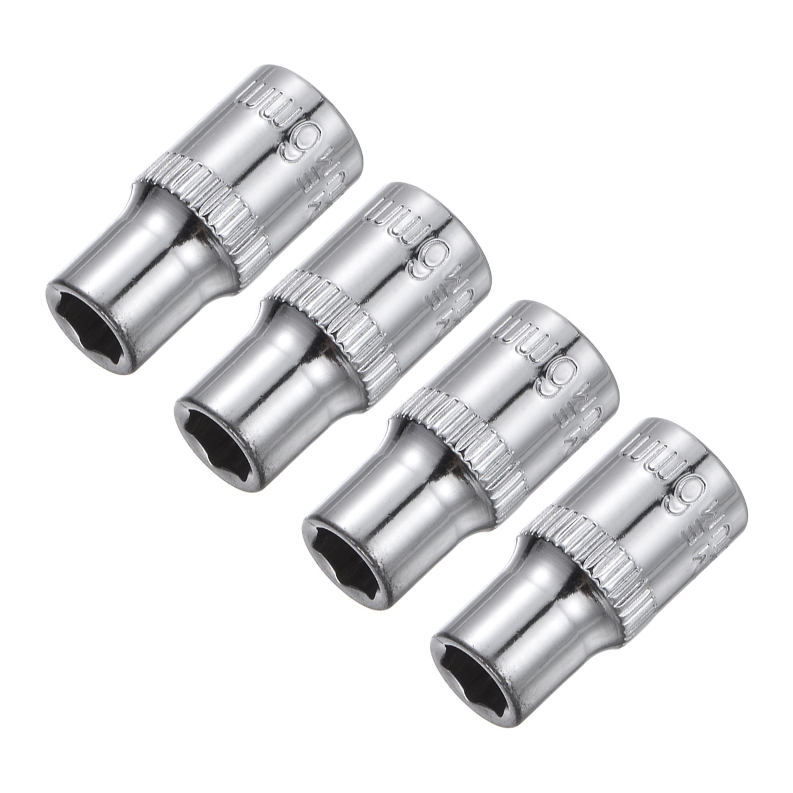 4Pcs 1/4-inch Drive 6mm Steel Chrome Plated 6-Point Shallow Socket