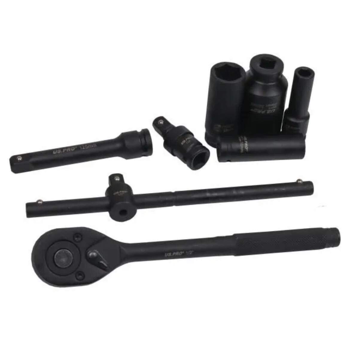 US PRO IMPACT 1/2″ Drive Socket Set 8mm – 32mm Ratchet Extension Bar U Joint Set