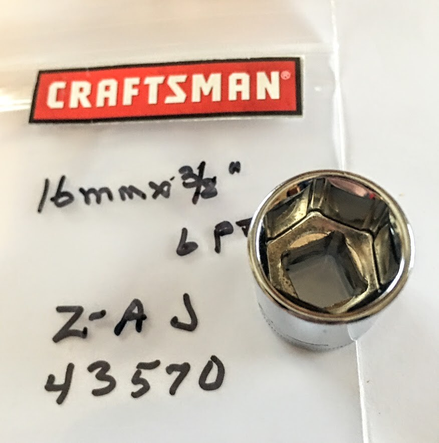 Craftsman 16 mm x 3/8″ Dr Socket – 6 Pt Z-AJ 43570 Chrome Finish Free Ship