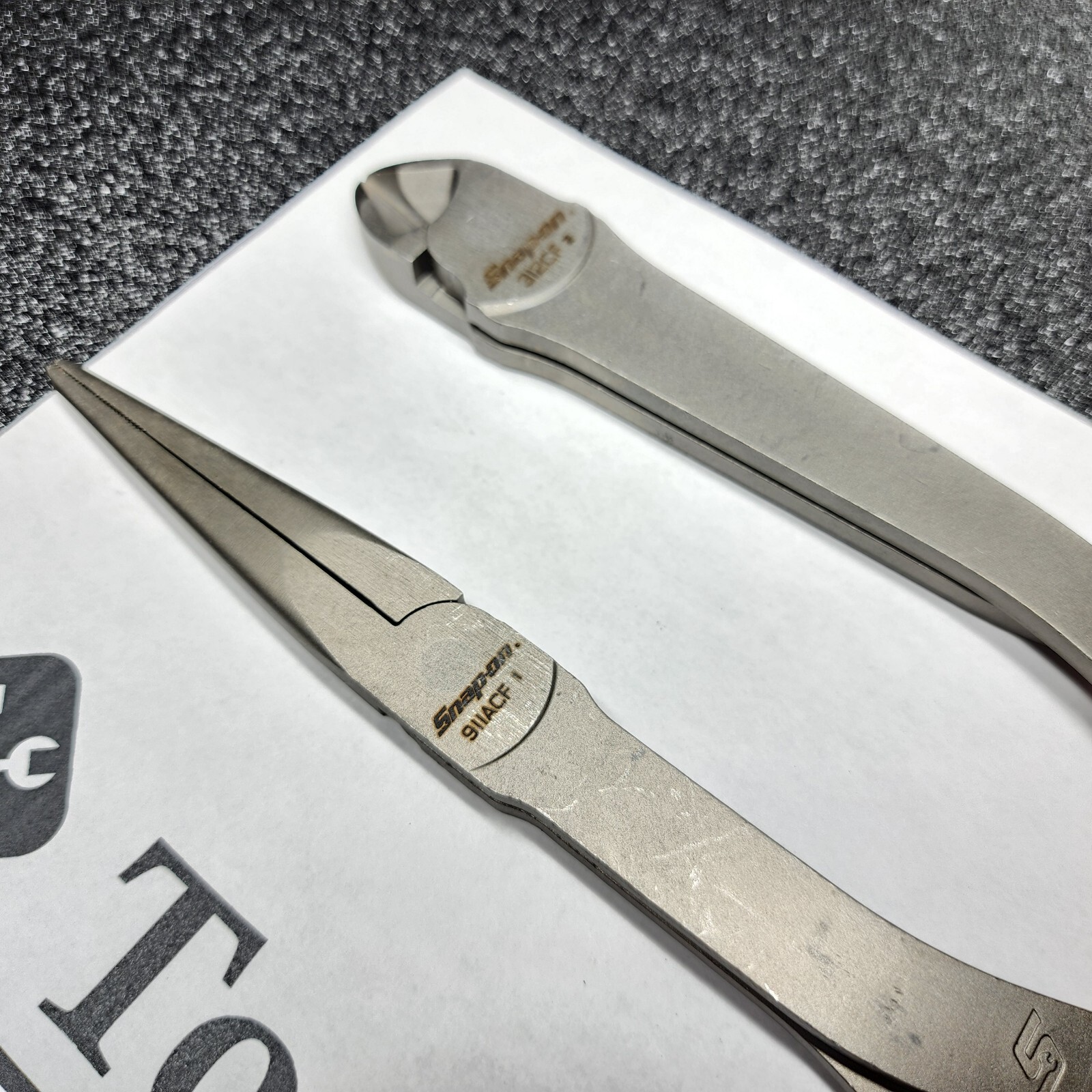 Snap-on Tools NEW 2pc ORANGE Long Needle Nose Plier / HD Cutter Set 312CF 911ACF