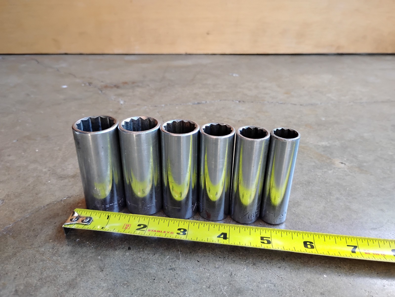 Craftsman 6pc Deep SAE Sockets 3/8″ Dr 12pt 3/4″ – 1/2″ USA