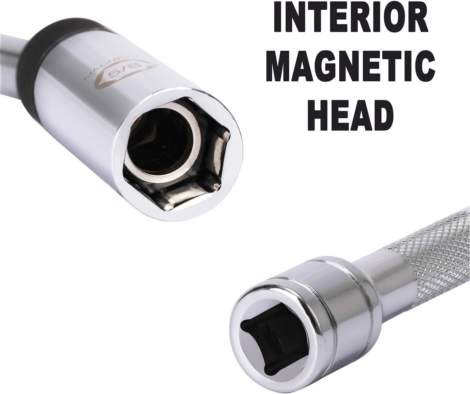 5/8″ Swivel Magnetic Spark Plug Socket, 3/8″ Drive x 8-Inch Ext. Bar Length, …