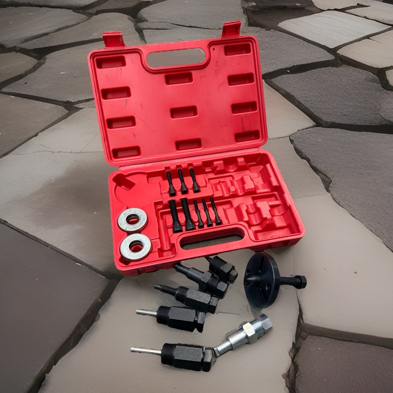 18PC AC COMPRESSOR CLUTCH HUB INSTALLER REMOVER KIT DKS PULLER PLATES TOOLS