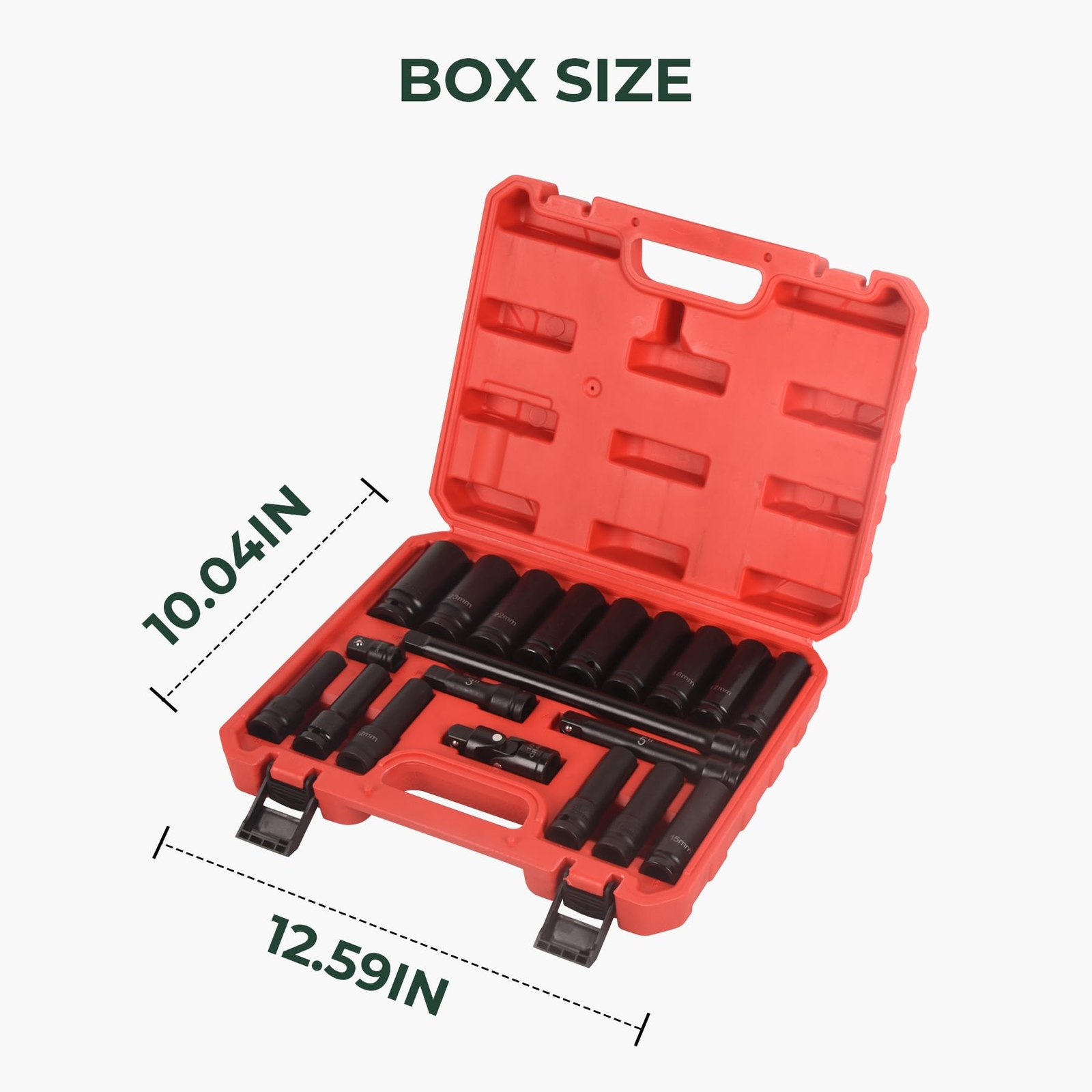 20Pcs 1/2″ Drive Deep Impact Socket Set Extension Bars Universal Joint Set