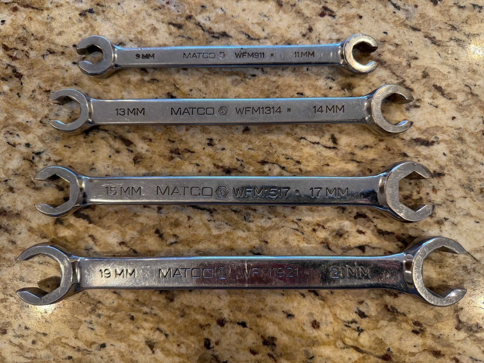 MATCO Flare Wrench Set – Metric – 9mm, 11mm, 13mm, 14mm, 15mm, 17mm, 19mm, 21mm