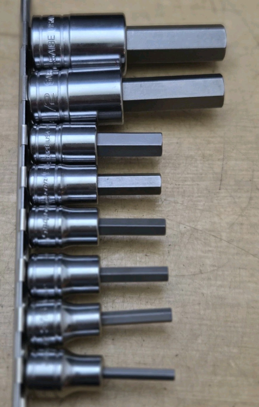 New Snap On USA Hex Bit Set SAE 1/2” & 3/8” Drive 8 Pc 5/32″-9/16” From GMTK Set