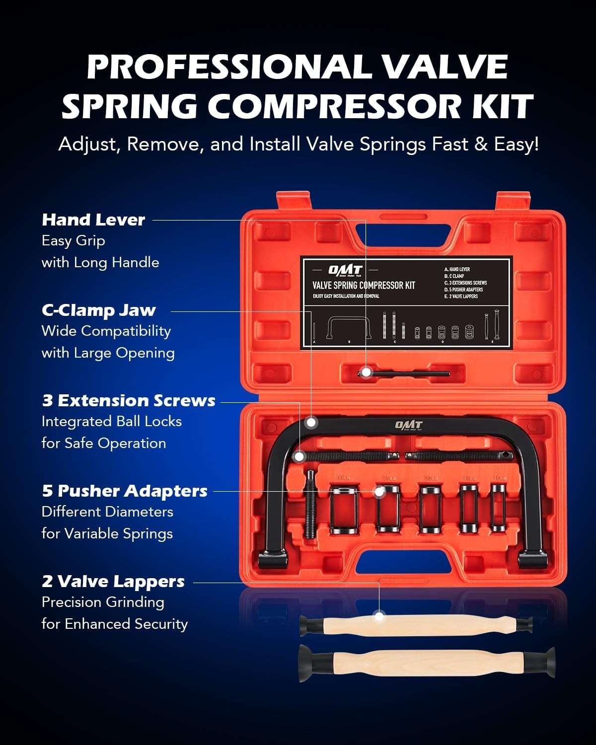 10-Piece Valve Spring Compressor Set with Durable C Clamp for Safe Maintenance