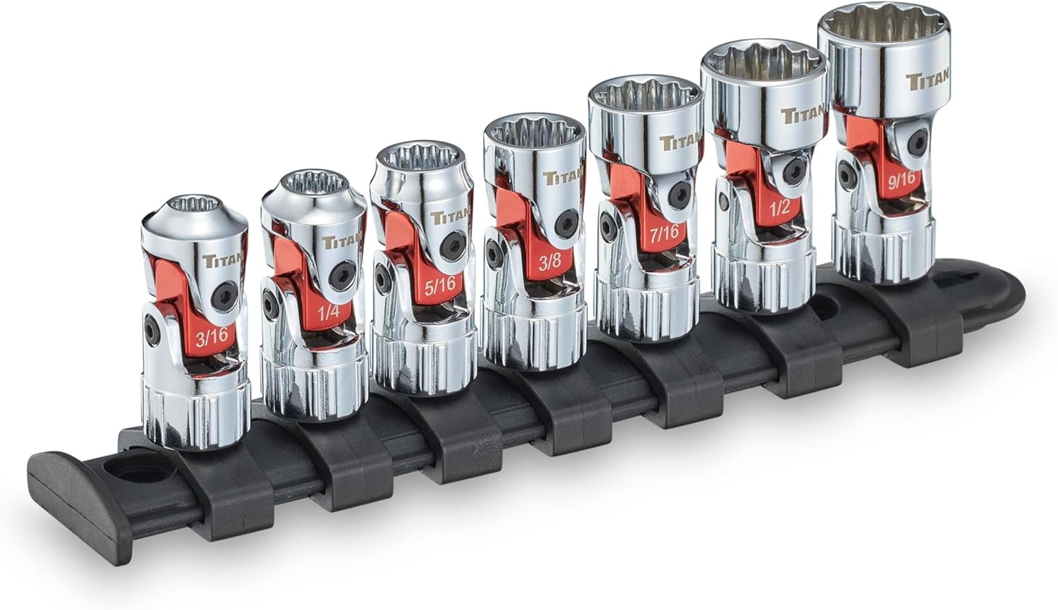 Titan Tools Auto Flex Universal Socket Set – SAE, 1/4″ Drive, 7 Piece (66860)