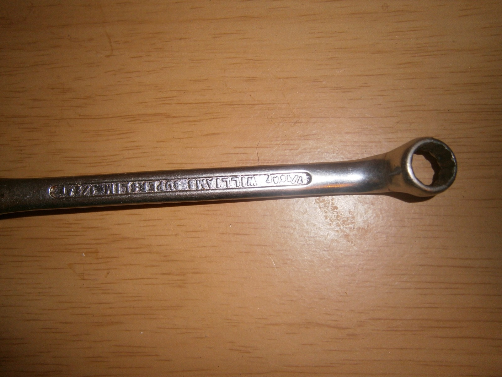 Vintage silver tone spanner. 7/16 & 1/2 AF ends.(E6b)