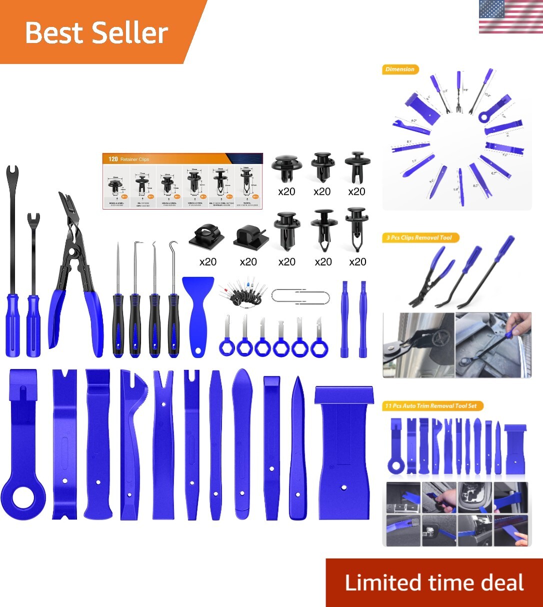 Multifunctional 200Pcs Trim Removal Tools with Sturdy Nylon Clips & Storage Bag