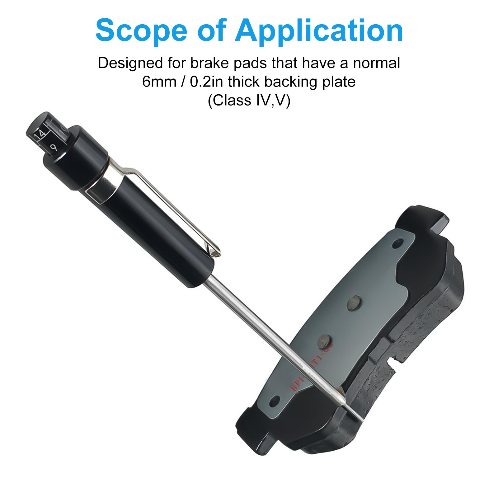 2pc Brake Pad Thickness Gauge Measure Tool w/ Scale car Detection Pen Base Plate