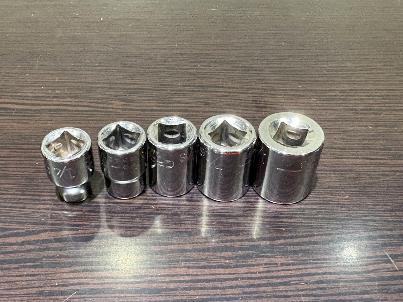 Craftsman 5pc 3/8 Drive 8Pt SAE Socket Set 1/4-1/2 All G 443XX Made in USA