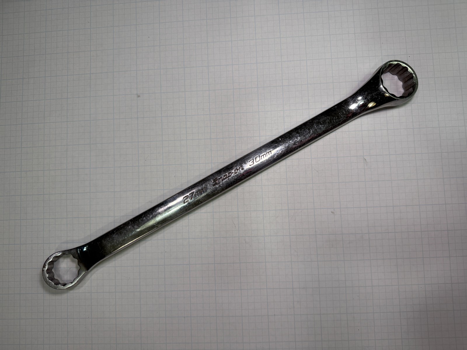 Snap-On Tools 27mm 30mm 12-Point Metric 10º Offset Box Wrench XBM2730A USA