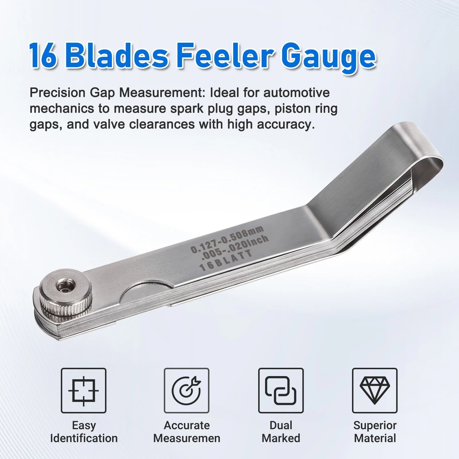 Feeler Gauge Set Stainless Steel 32 Straight 16 Offset Blades SAE Metric
