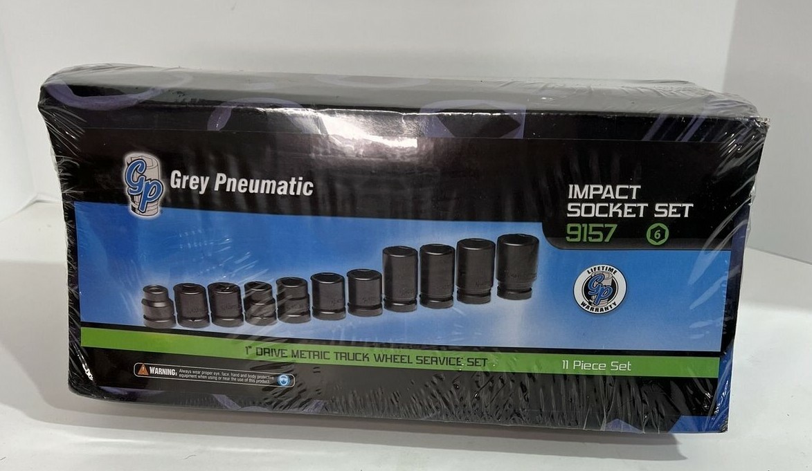 Grey Pneumatic 9157 1″ DR 6 PT Metric Wheel Service Socket Set 11 Piece W/Case