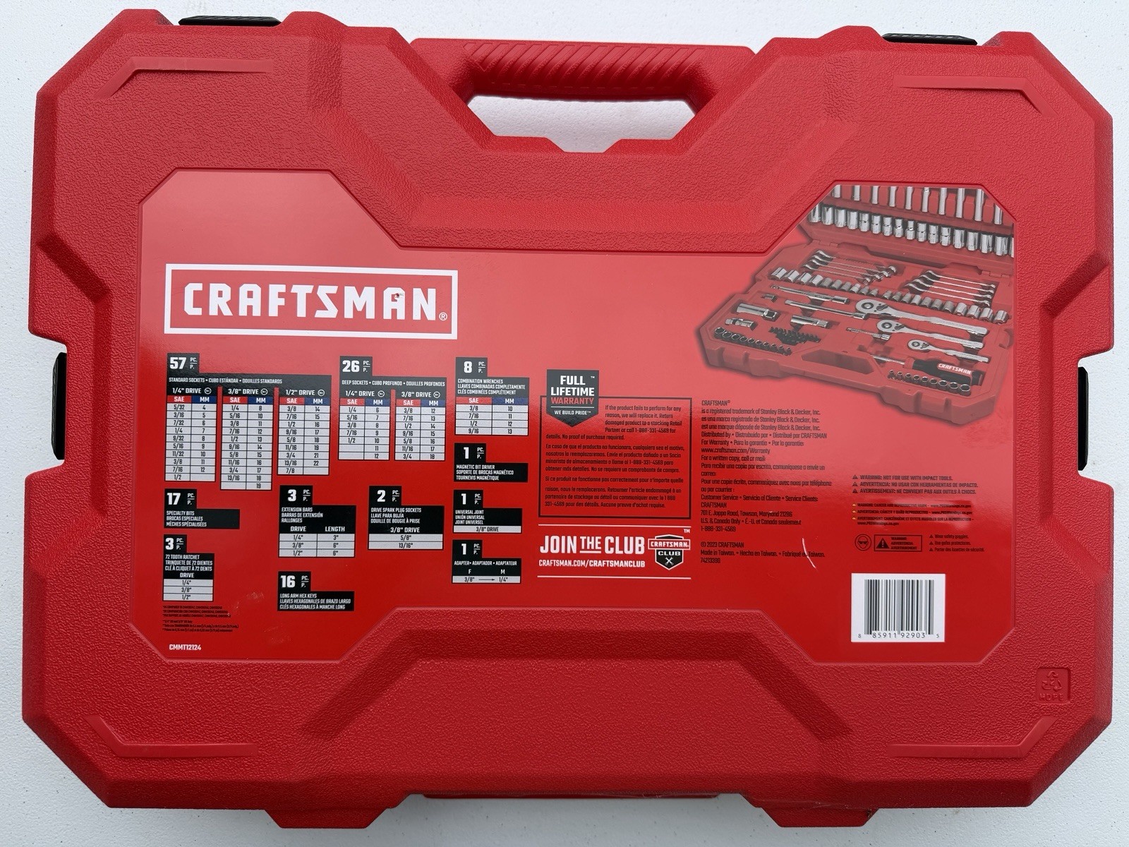 136 Piece Craftsman Socket 1/4 3/8 1/2 Drive W 8 Wrenches SAE/MM