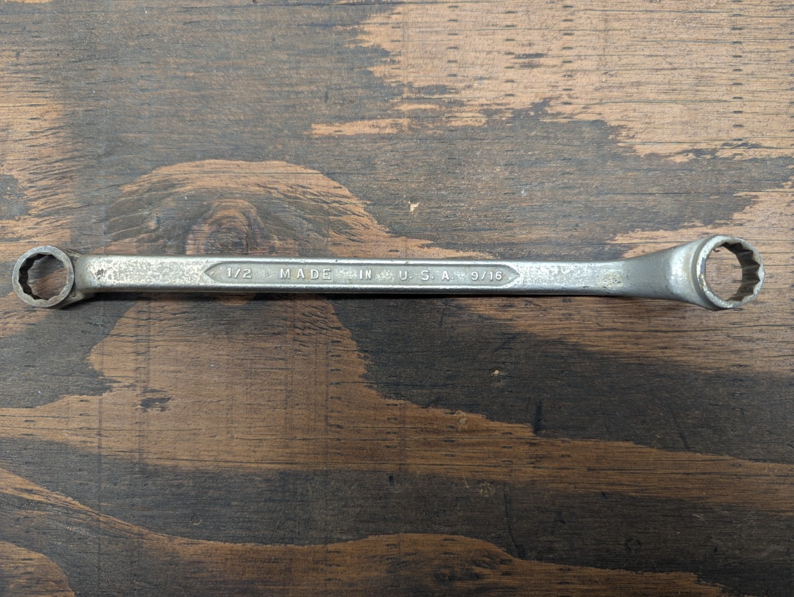 Forged Select Steel 1/2 & 9/16 Box End Wrench 12-Point Made In USA 8 Inches Long