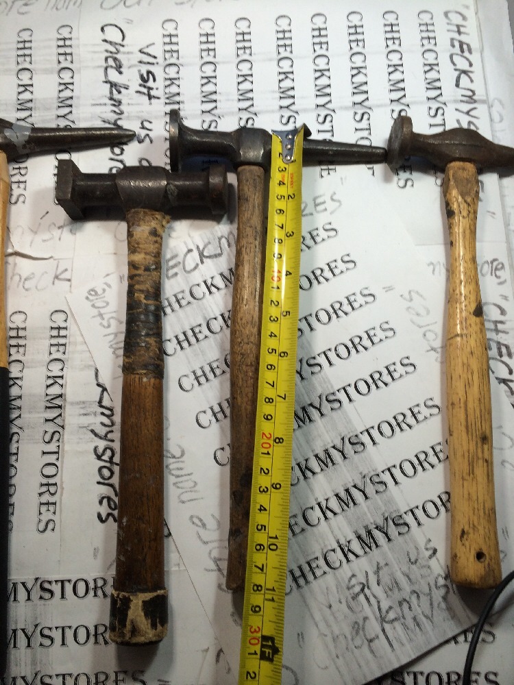 Vntg 4 HAMMERS Wooden Handle