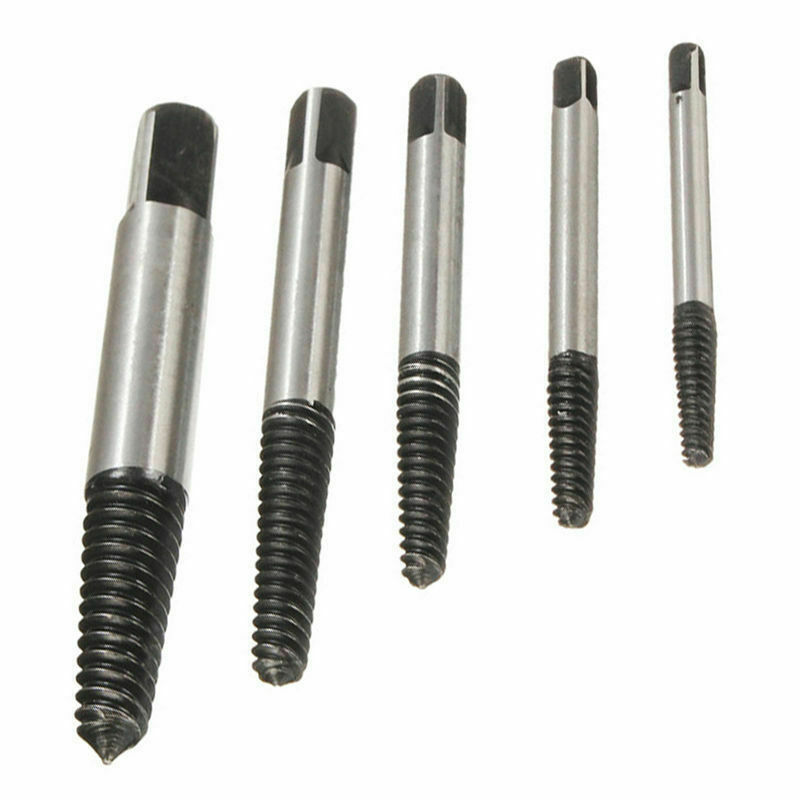 VCT 5Pc Screw Extractor Set Easy Out Drill Bits guide Broken Screw Bolt Remover