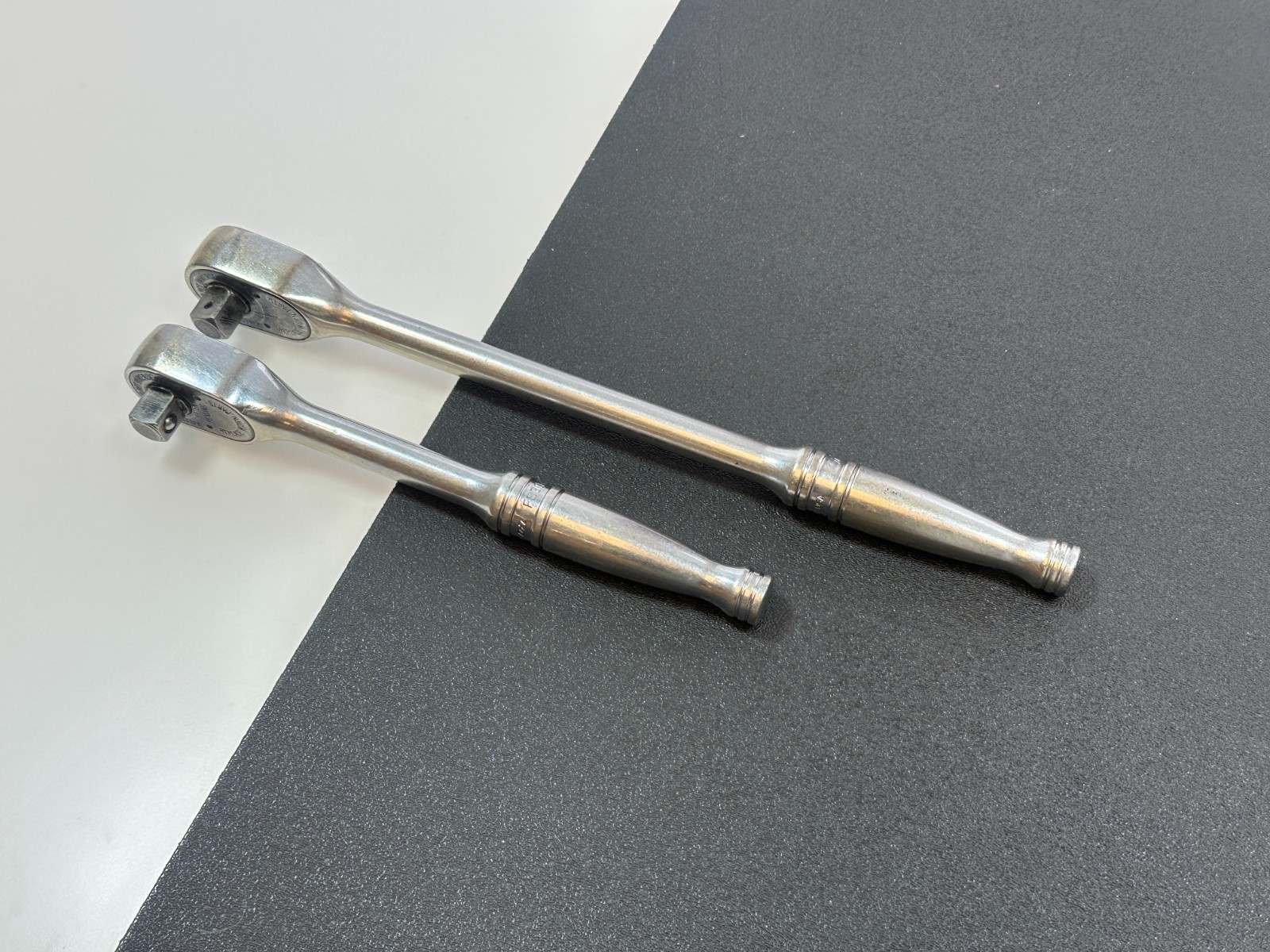 🇺🇸 Snap-On Tools USA 2pc Chrome 3/8″ Drive Ratchet Set Pair, FL830 Long & F830