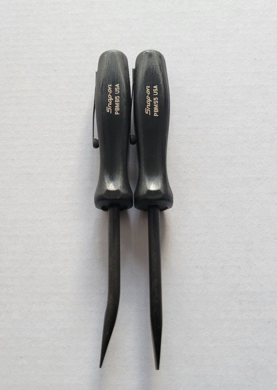 SNAP-ON Tools NEW 2pc BLACK 5″ STRAIGHT & BENT Mini Pocket Prybar Set Free Ship