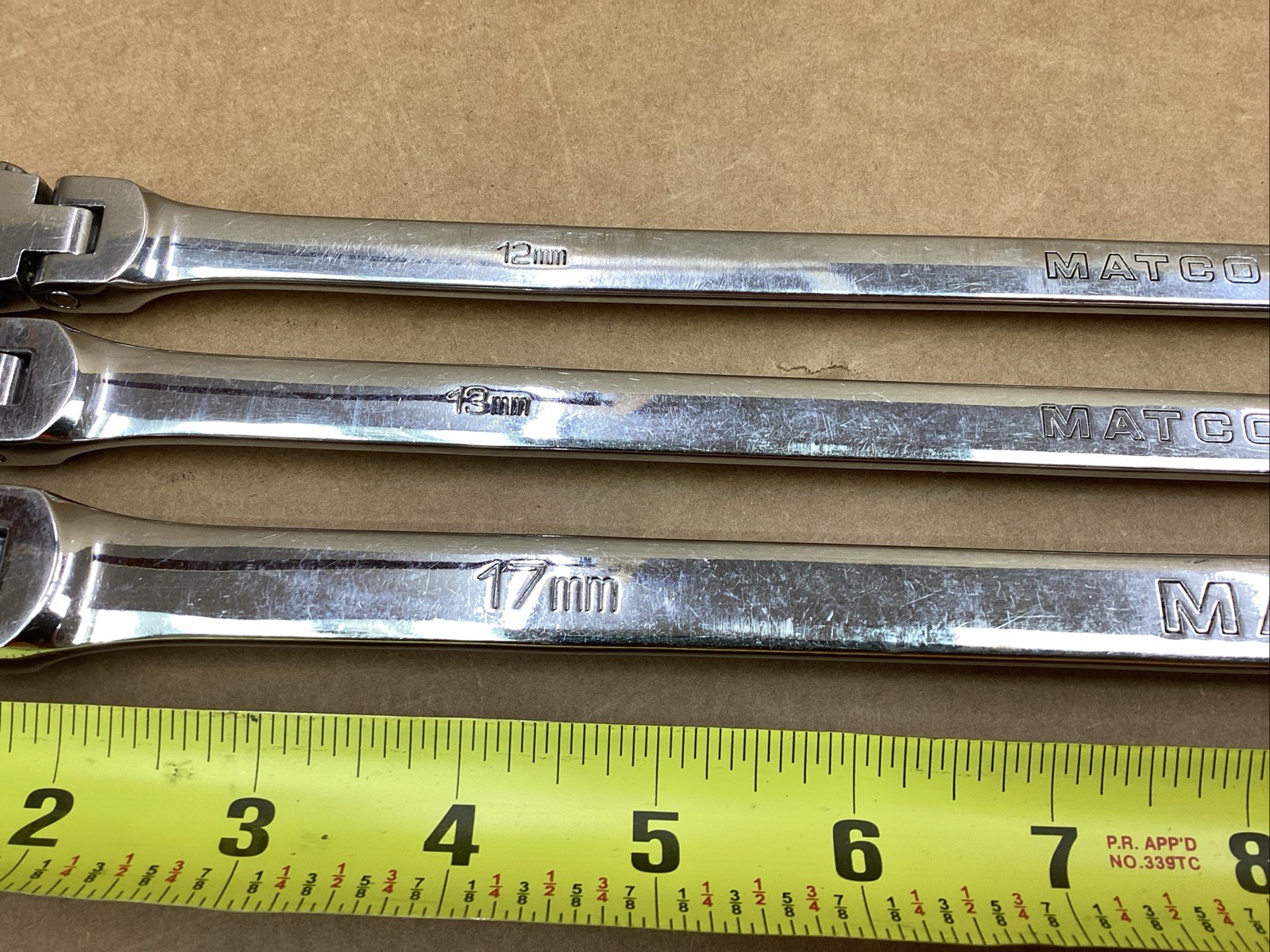 MATCO 3 Piece Long Double Flex Ratcheting Wrench Set Metric RRFXLM