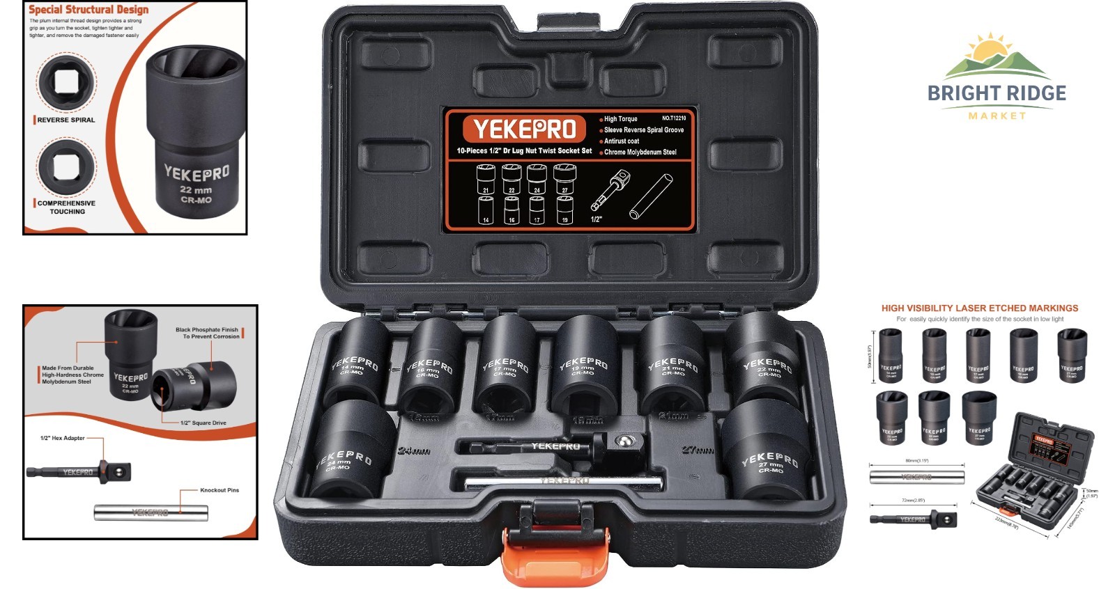 Professional Grade Lug Nut Extractor with Unique Tapered Design for Tough Jobs