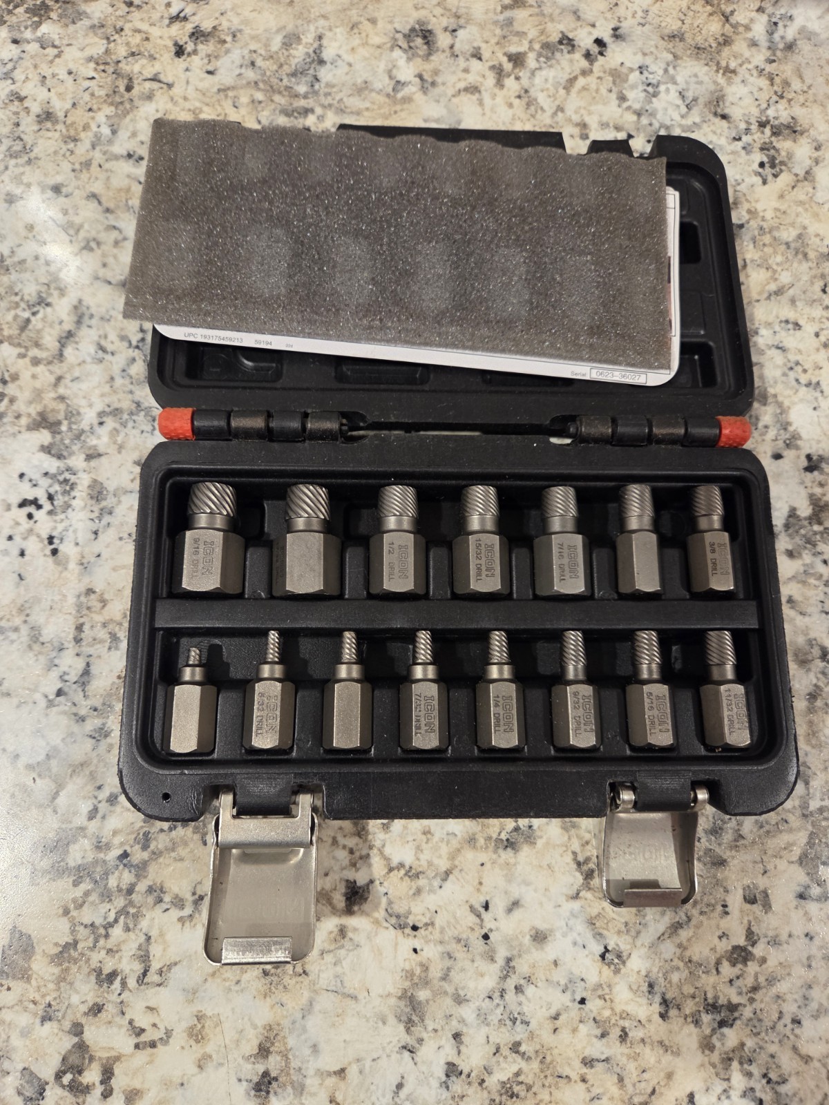 ICON 15-Piece Multi-Slot Screw Extractor Tool Set.