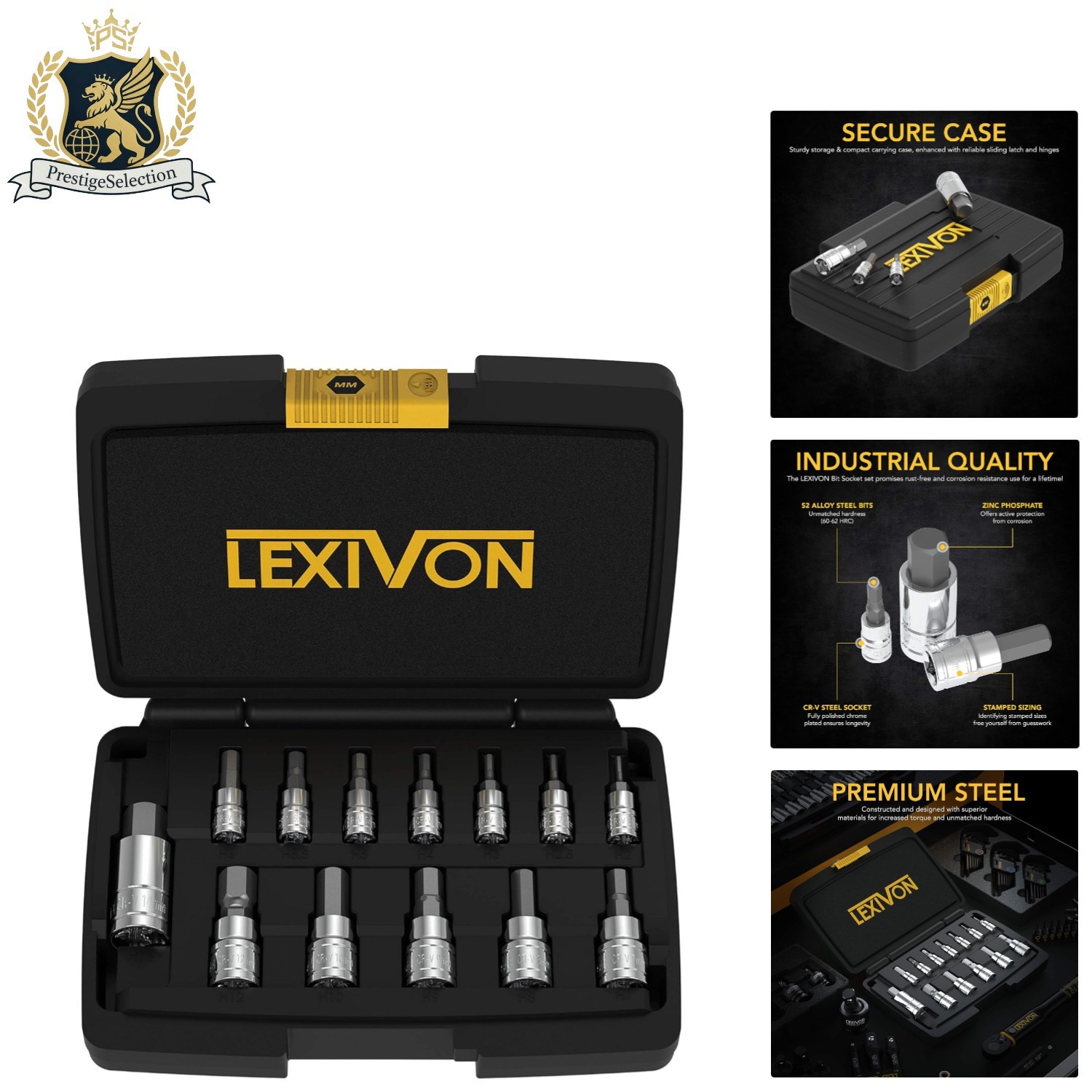 Complete 13-Piece Metric HEX Bit Socket Set | Polished Storage Case Included