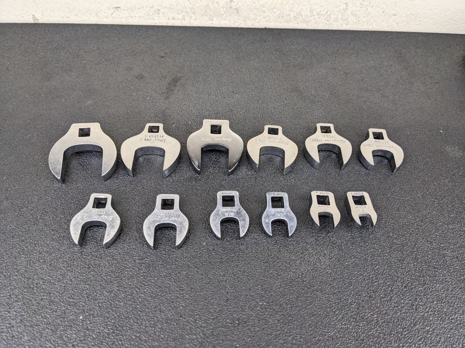 #bn719 Snap On Tools 3/8 Drive SAE 12 Pc Crows Foot Feet Wrench Set