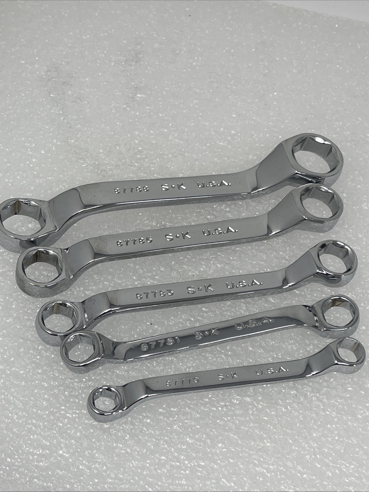 SK Tools 5 Piece Metric Offset Stubby Box End Wrench Set, 6 Point, 9mm – 20mm