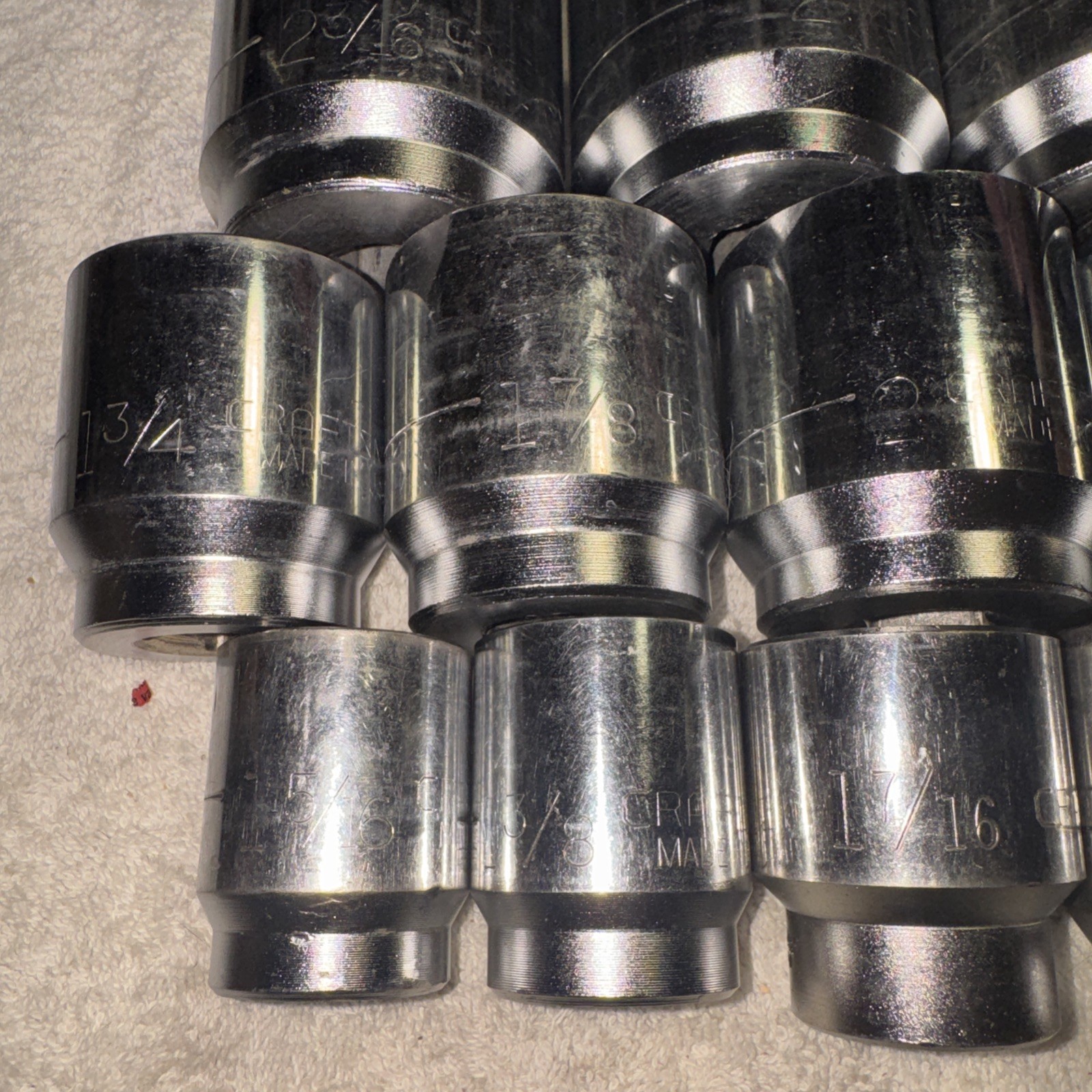 LARGE Craftsman 3/8 Drive Std Socket Lot Point 12 Pieces 1 5/16” – 2 3/8” CLEAN