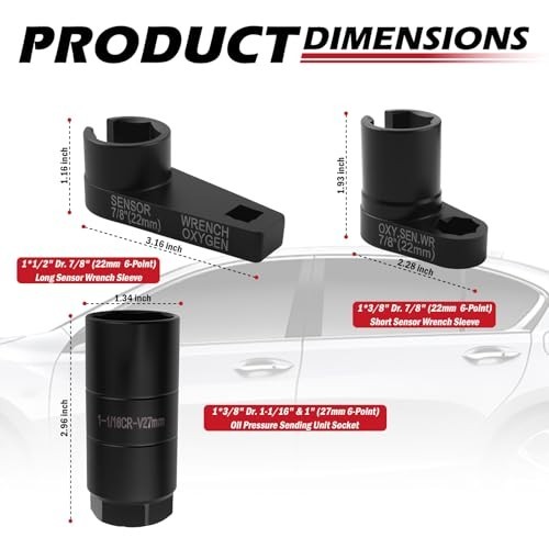 7PCS Heavy Duty Oil Pressure Sensor Socket Set 22mm 27mm 29mm, Automotive Tools