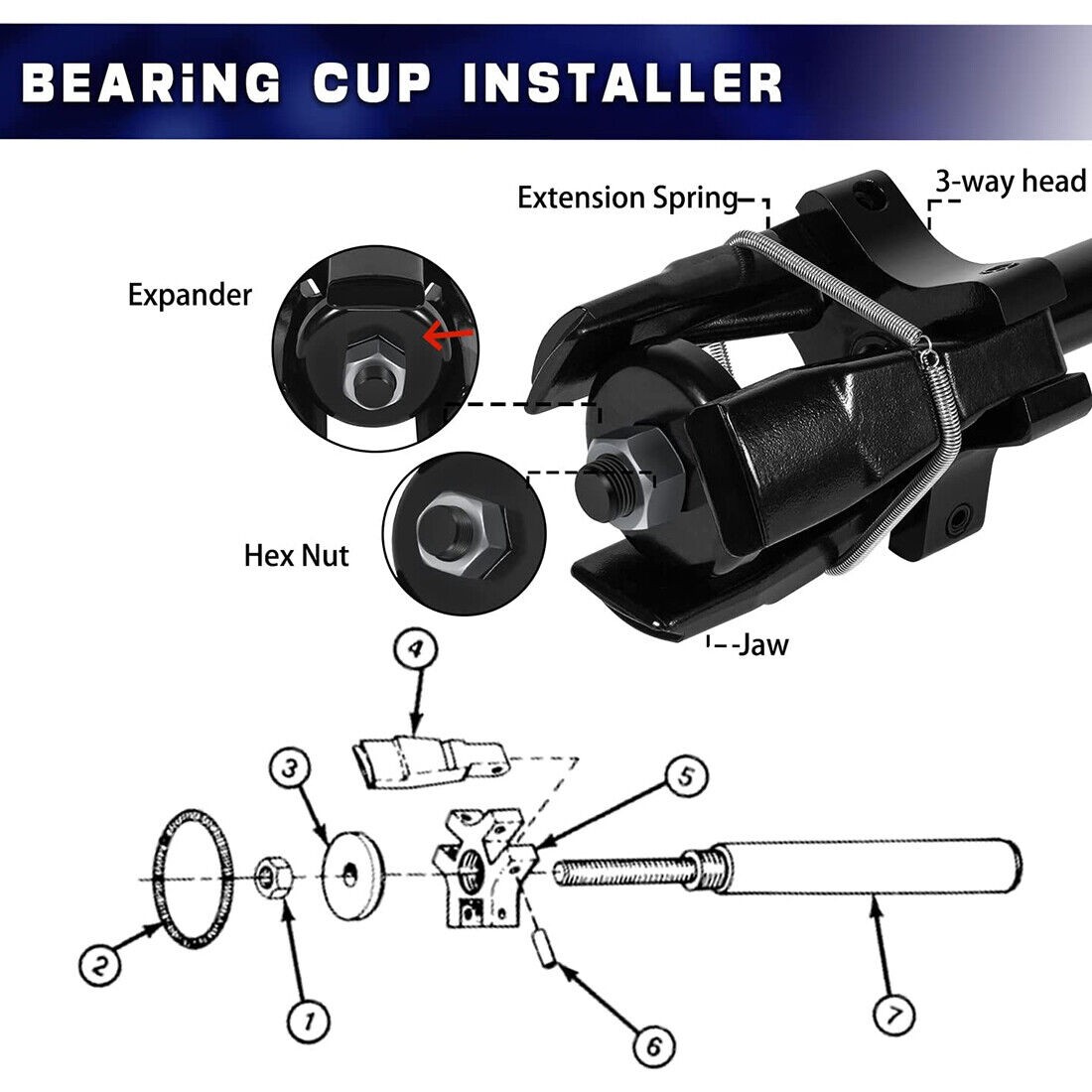Truck Universal Bearing Cup Remover / Installer 7180 Fit 3-5/8″ to 6-1/2″ OD